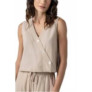 NEW LILLA P cross front sleeveless top in flax